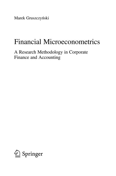 SOLUTION: Financial microeconometrics a research methodology in ...