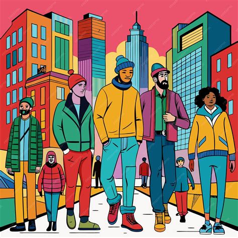 Un cartel con personas caminando por una ciudad con la palabra "nyc" en ...