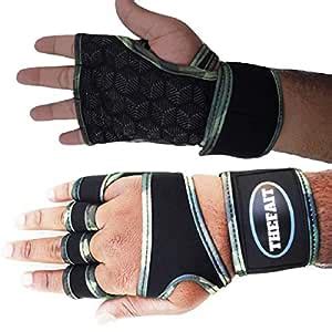 Buy THEFAIT Premium Leather Fitness Gym Gloves with Wrist Support Grip ...