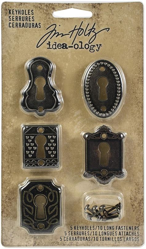 Metal Keyholes with Long Fasteners by Tim Holtz Idea-ology, 5 Keyholes ...
