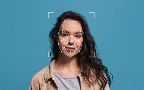 Facial recognition technology demonstration on a woman with curly hair ...