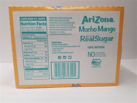 Arizona Iced Tea Mango Nutrition Facts | Besto Blog