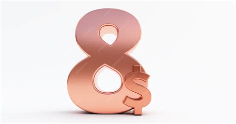 Bronze eight dollar ( 8$ ) isolated on white background. 3d render ...