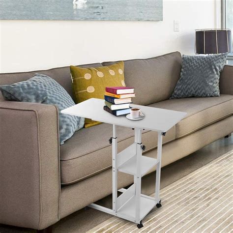 Adjustable Overbed Table with Wheels, Black Height and Length ...