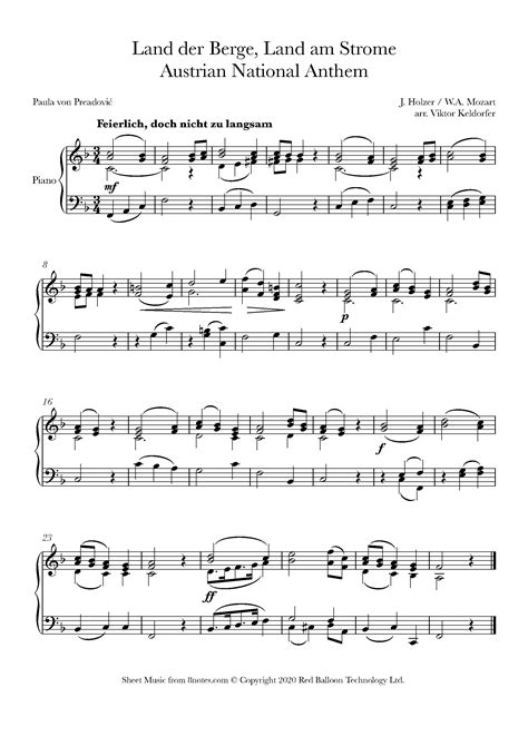 Wolfgang Amadeus Mozart - Land der Berge, Land am Strome (Austrian ...