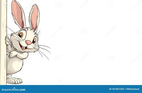 Cartoon Easter Bunny Peeking Around a Corner. Generative AI Stock Illustration - Illustration of ...
