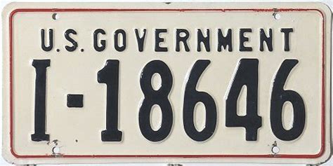 Federal government plate, I = Department of the Interior.