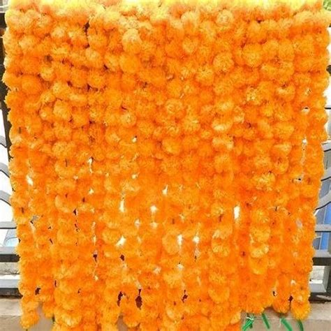 Artificial Marigold Flower Garland - Colorful Artificial Marigold ...