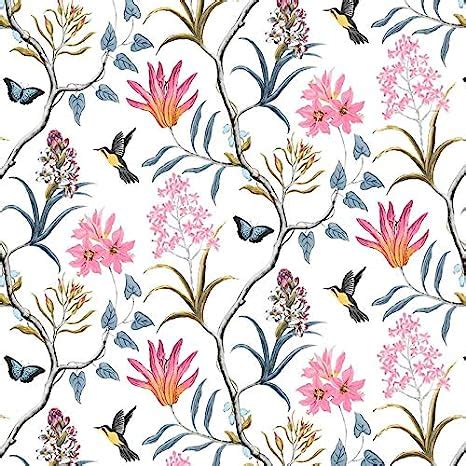 Indian Royals White Flowers and birdsRemovable Peel and Stick Wallpaper ...