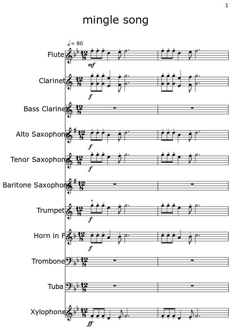 mingle song - Sheet music for Flute, Clarinet, Bass Clarinet, Alto ...