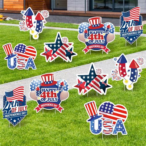Amazon.com : 4th of July Yard Signs with Stakes, Pack of 10|Fourth of ...