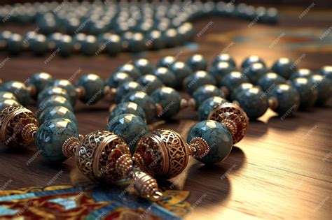 Premium Photo | Islamic prayer beads arranged in an artistic Generative ai