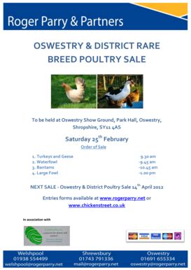 Fillable Online Oswestry & district rare breed poultry sale ...