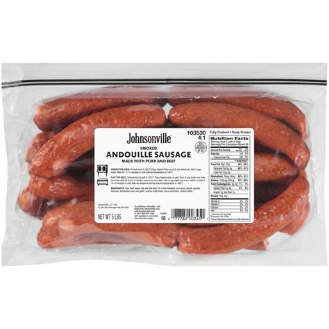 SAUSAGE, LINK, ANDOUILLE, SMOKED, 4-1, PRECOOKED/FULLY COOKED - Feeser's
