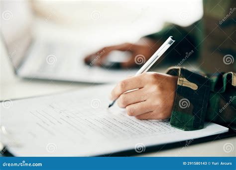 Sign, Contract or Hands Writing on Army Application, Paper or Form ...
