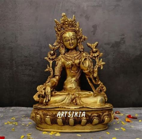 Buy ARTSIKIA Brass Tara Devi Idol | Golden Color Tibetan Buddhist Murti ...
