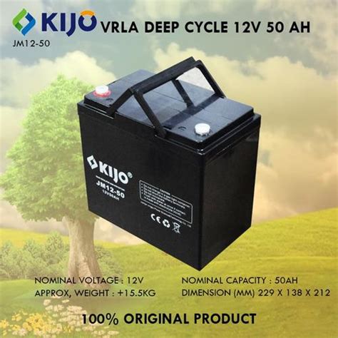 Jual KIJO AKI KERING VRLA DEEP CYCLE 12V 50AH BATTERY BATERAI 12 V 50 ...