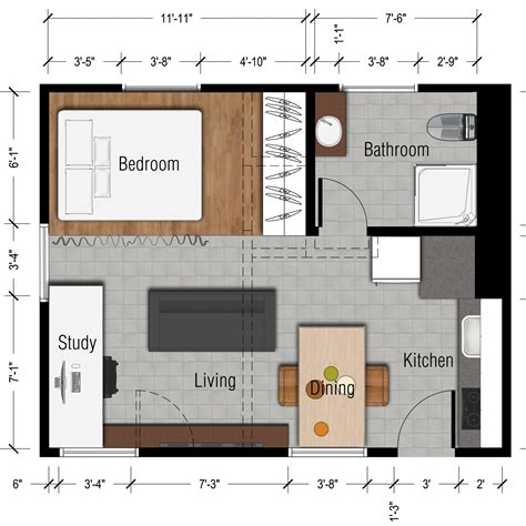 Floor Plan 500 Sq Ft Studio Apartment ... | Small apartment plans ...