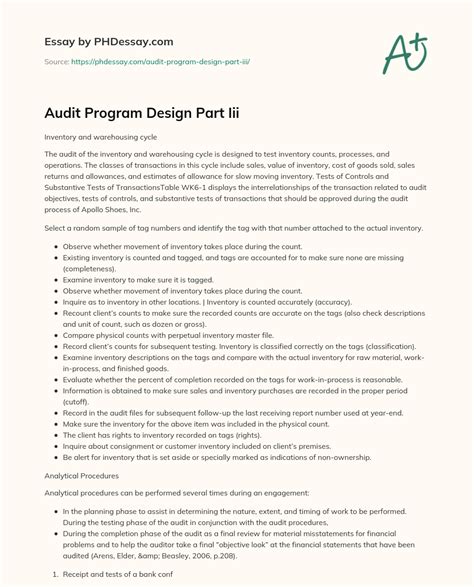 Audit Program 的图像结果