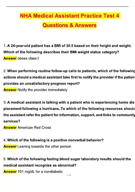 NHA Medical Assistant Practice Test 4 (Latest 2025 / 2026 Update ...