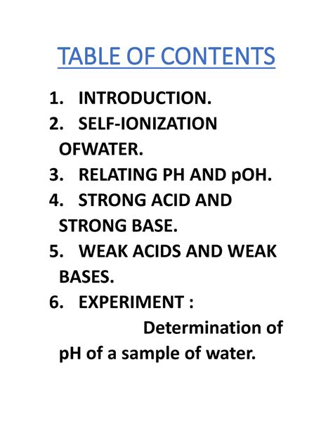 Chemistry project - TABLE OF CONTENTS 1. INTRODUCTION. 2. SELF ...