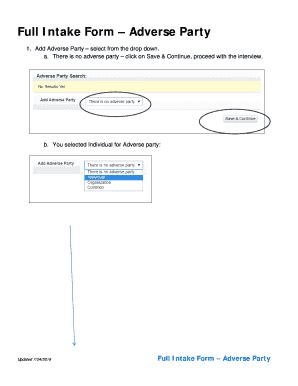 Fillable Online Full Intake Form Adverse Party - FRII Fax Email Print ...