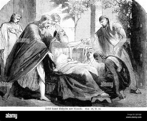 Jacob blesses ephraim Black and White Stock Photos & Images - Alamy