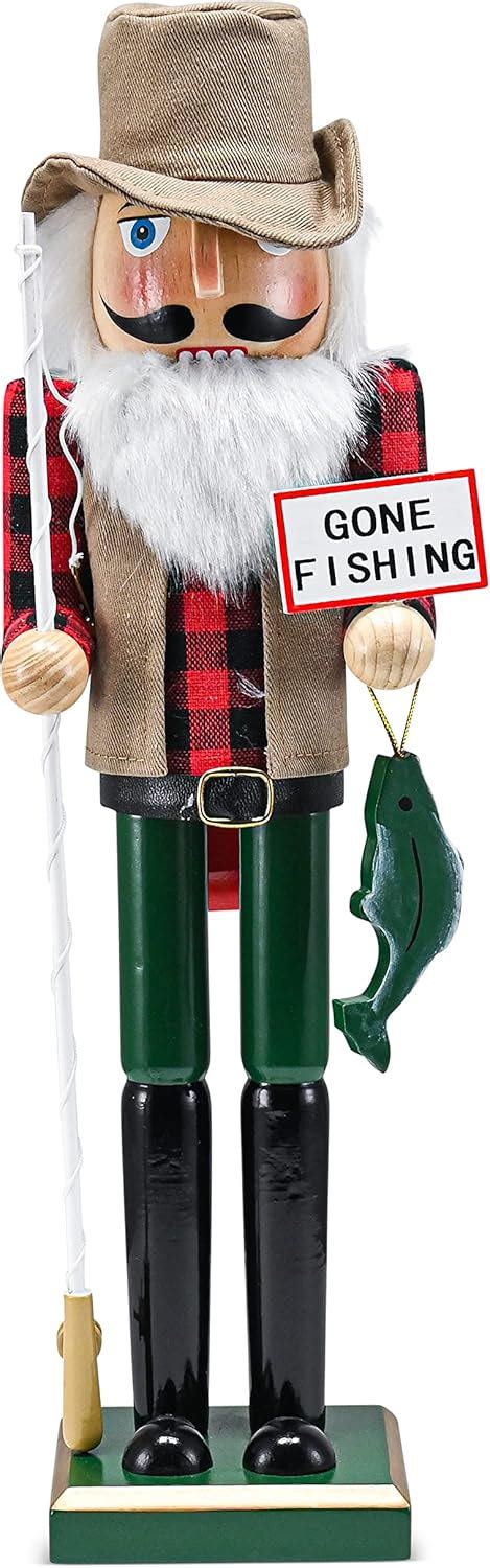 Buy Ornativity Christmas Fisher Man Nutcracker – Red and Green Wooden ...