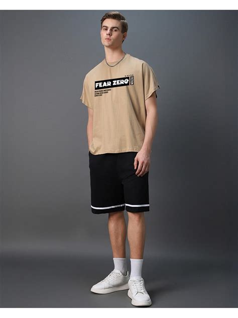Buy Bewakoof Men's Ginger Root Brown Fear Zero Typography Square Fit ...