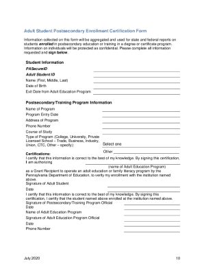 Fillable Online Postsecondary Verification Form Fillable PDF ...