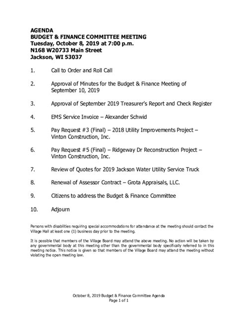 Fillable Online Budget Agenda: Budgeting Planner and Organizer Fax ...