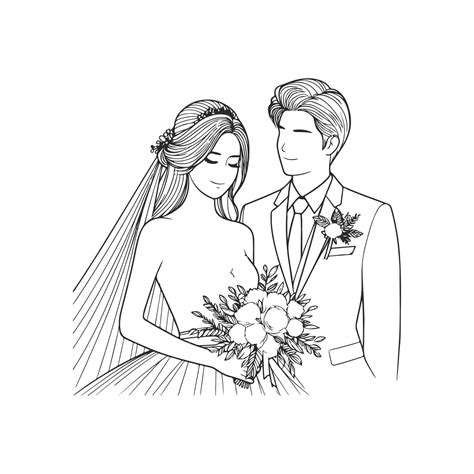 Continuous one line drawing of a wedding couple Vector illustration ...
