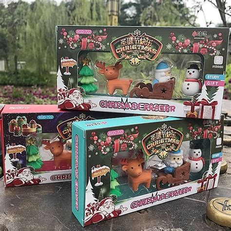 ilearnngrow Christmas - Set of 4 Erasers- Tree, Santa, Snowman, Reinde