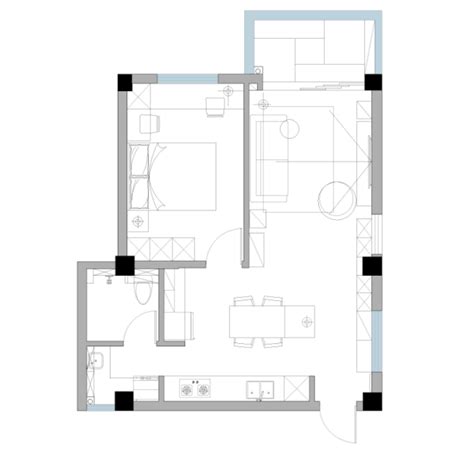 20万元二居52平米装修案例_效果图 - 52㎡小戶型改造 ，兩房改一房好用且實用 - 设计本