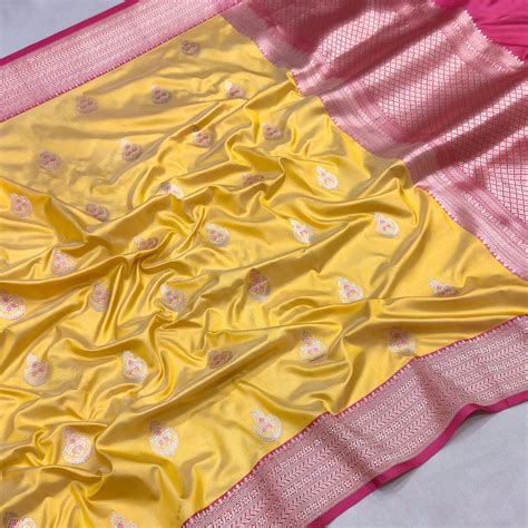 Magenta Color Pure Katan Silk Handwoven Banarasi Saree – Banarasi Shagun