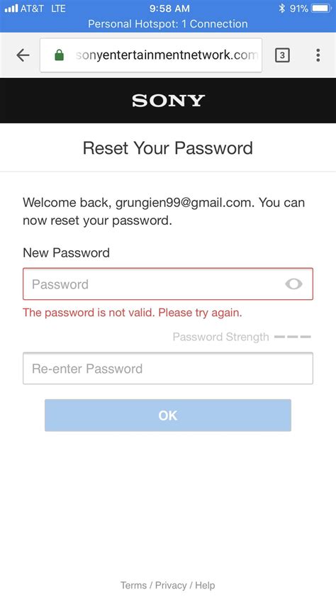 The psn password reset rejects your new password choice without telling ...