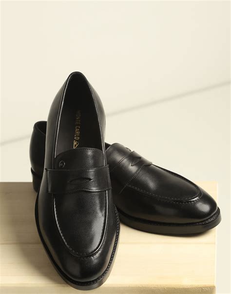 Buy Men Black Leather Loafers Online in India - Monte Carlo