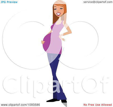 Clipart Beautiful Red Haired Pregnant Woman Holding Her Baby Bump ...