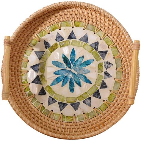 RISEON Set of 3 Round Rattan Wicker Woven Tray | Ubuy India
