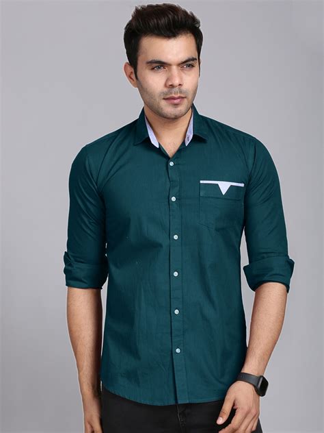 Buy FINIVO FASHION Men Green Standard Casual Shirt - Shirts for Men ...