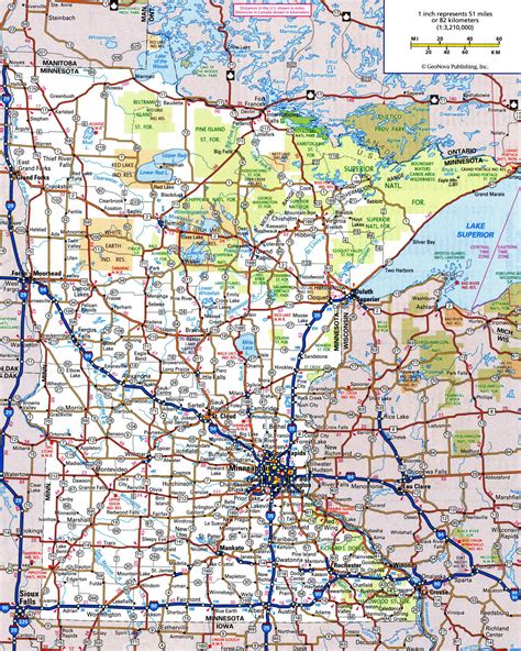 Large detailed roads and highways map of Minnesota state with all ...