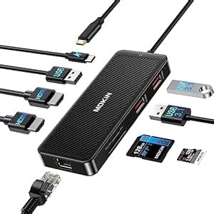 MOKiN USB-C Hub, 9-in-1 USBC Dock, Dual 4K HDMI USB C to USB Adapter, 1 ...