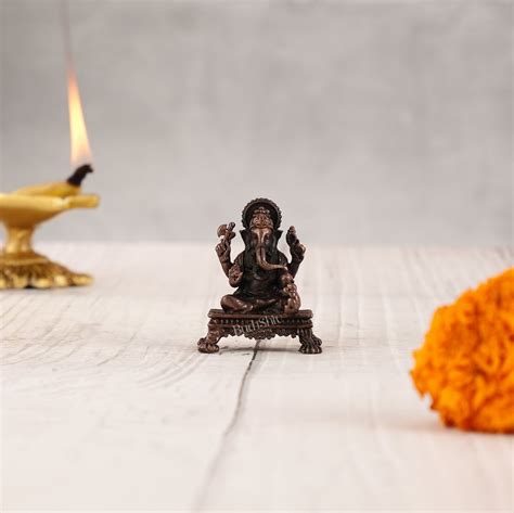 Buy Pure Copper Tiny Lord Ganesha Idol | Handcrafted Statue - 2.5 ...