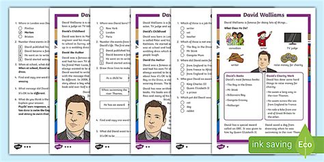 KS1 David Walliams Differentiated Reading Comprehension Activity