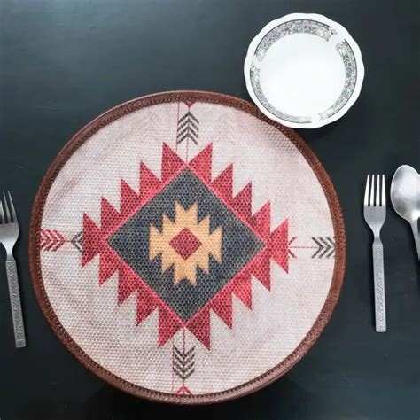 Mona B - Set of 2 Printed Placemats, 13 INCH Round, Best for Bed-Side