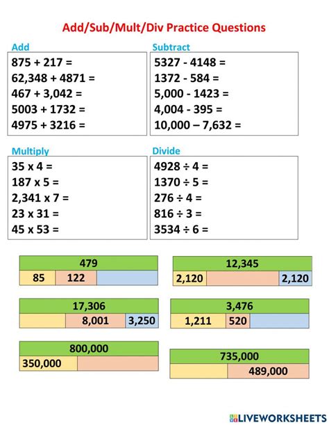 Image result for Four Operations Worksheets Beginner