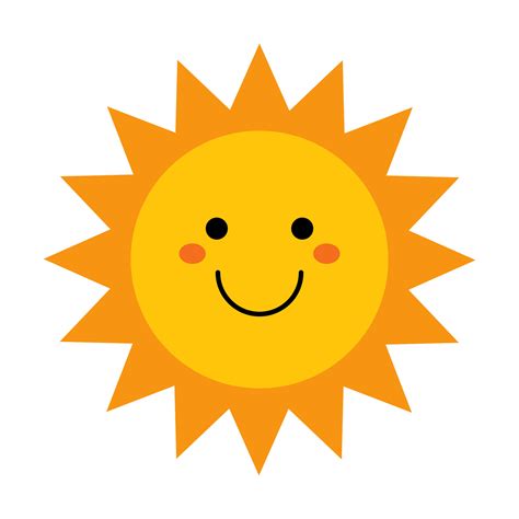 Vector cute sun with face. Funny smiling sun in flat design. Childish ...