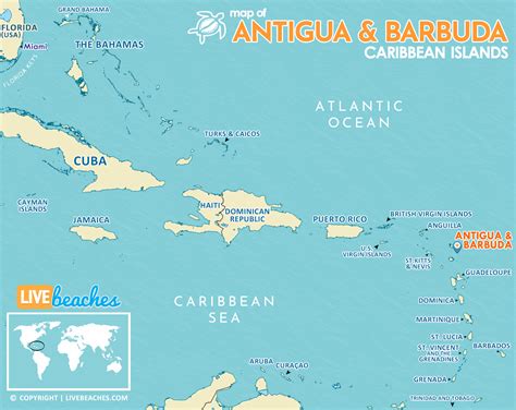 Map of Antigua and Barbuda - Live Beaches
