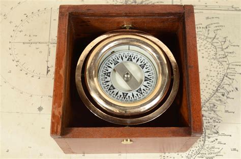 Nautical magnetic compass made USA 1930s original wooden box For Sale ...