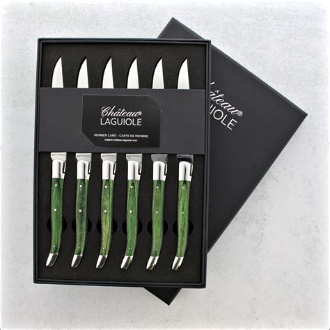 Chateau Laguiole Heritage Steak Knives Green Stamina Wood - Shiny Fini ...
